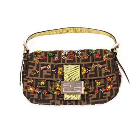 vintage fendi beaded bag|fendi zucca baguette bag.